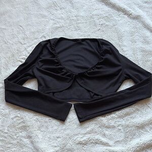 SHEIN Black Ribbed Cropped Short Large Black Cardigan